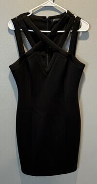 Guess Black Strappy Bodycon Dress Women's 10